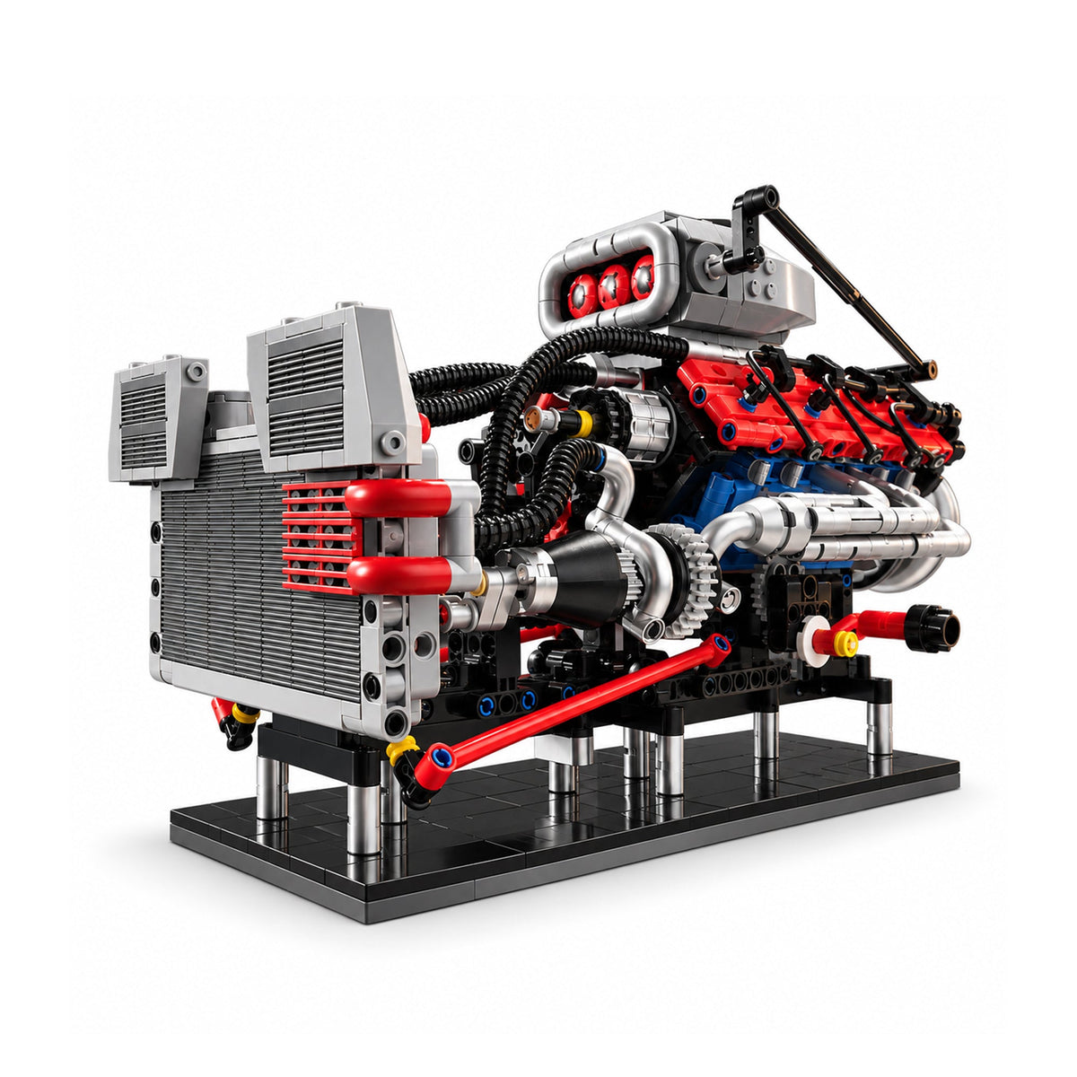 Chrome Supercharged V8 Engine