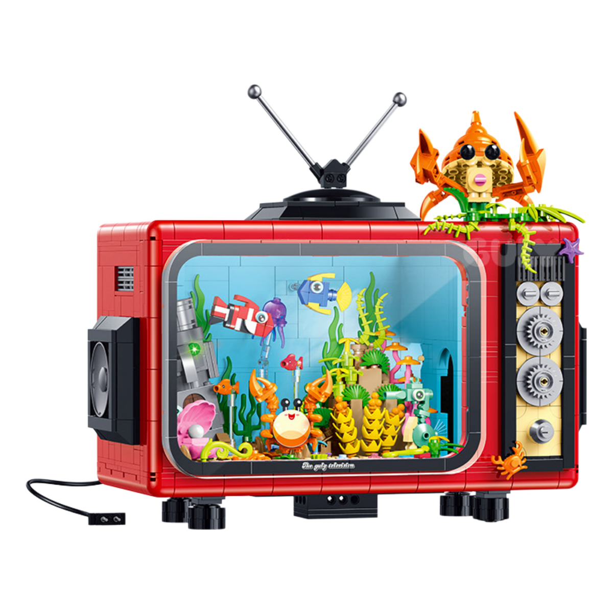 Retro TV Aquarium with Lights & Mist 1718pcs