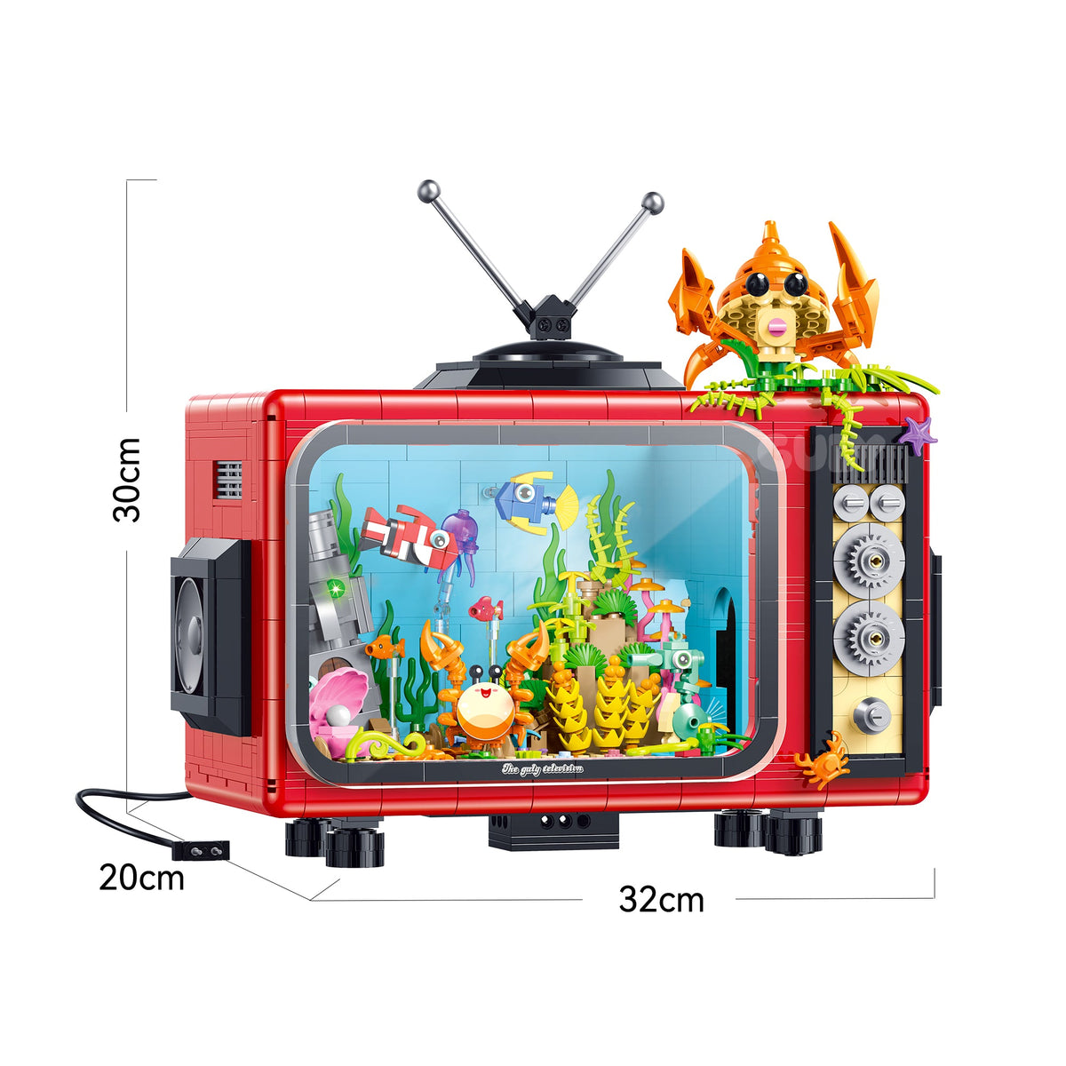 Retro TV Aquarium with Lights & Mist 1718pcs