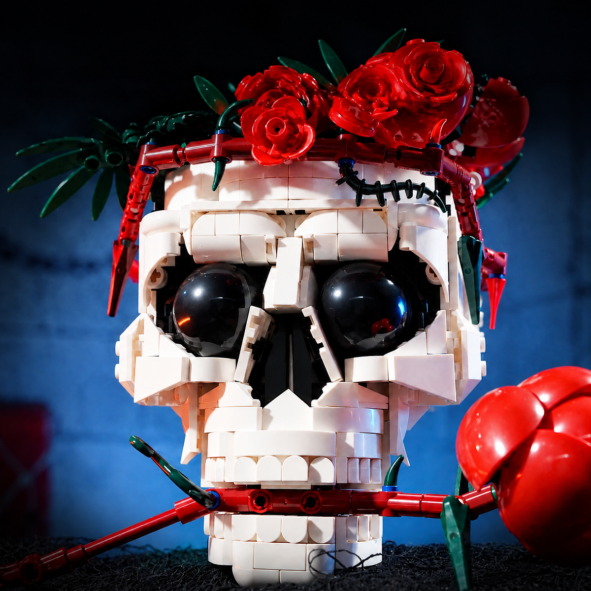 Rose Crowned Skull Sculpture