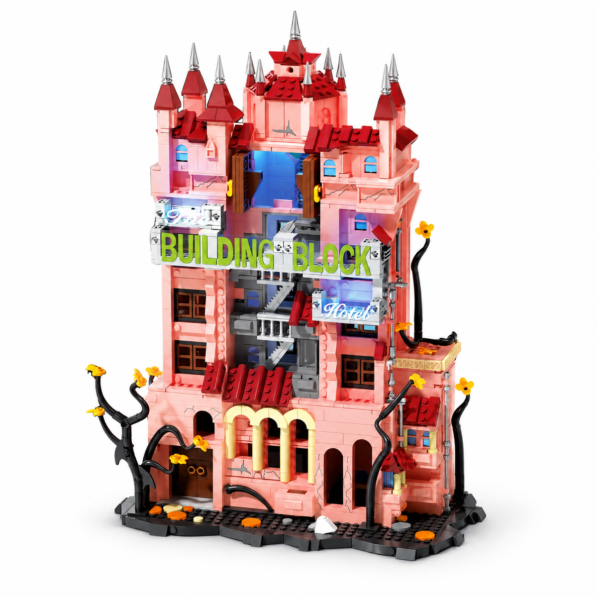 Haunted Drop Tower Hotel with Lights 2248pcs