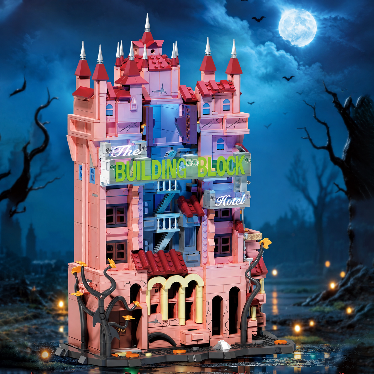 Haunted Drop Tower Hotel with Lights 2248pcs