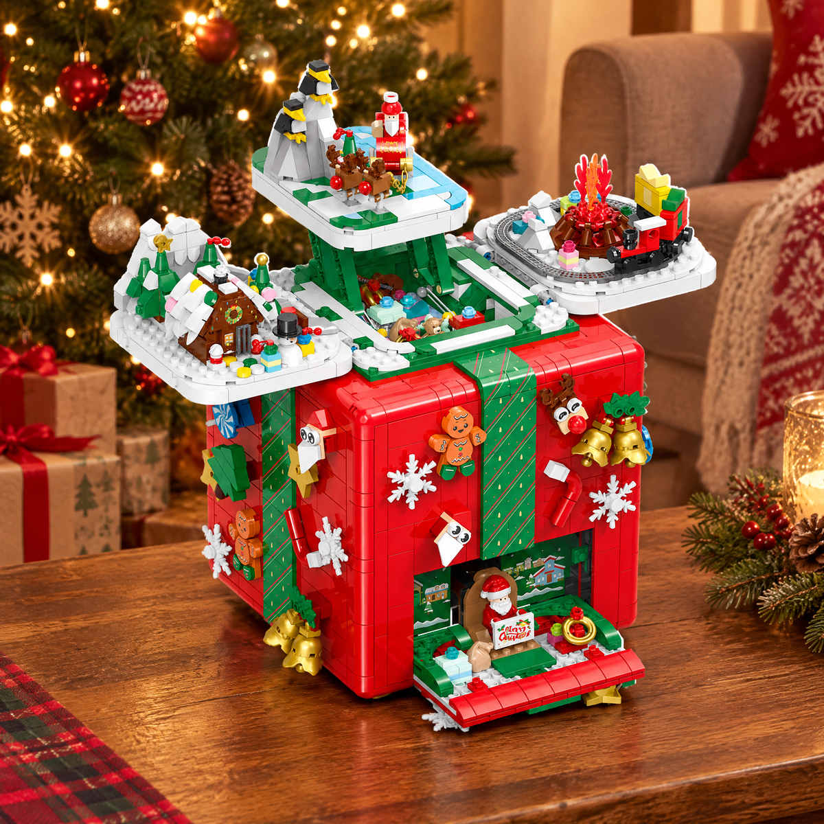 Musical Christmas Gift Box with Lights 2656pcs