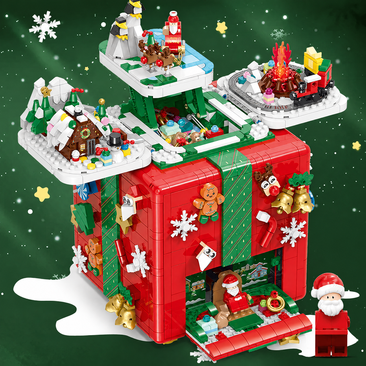 Musical Christmas Gift Box with Lights 2656pcs