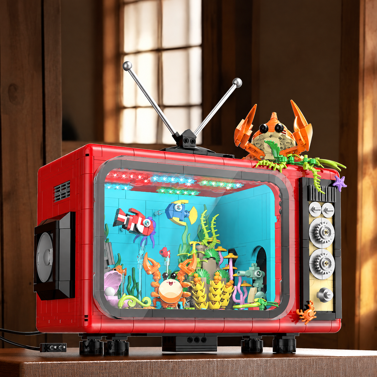 Retro TV Aquarium with Lights & Mist 1718pcs