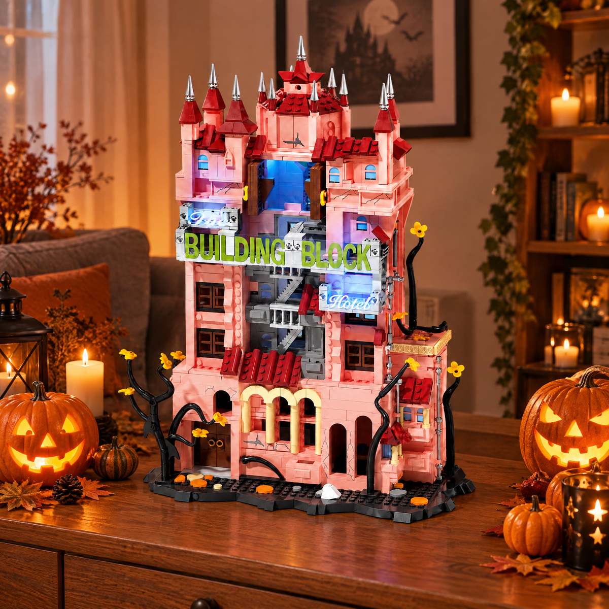 Haunted Drop Tower Hotel with Lights 2248pcs