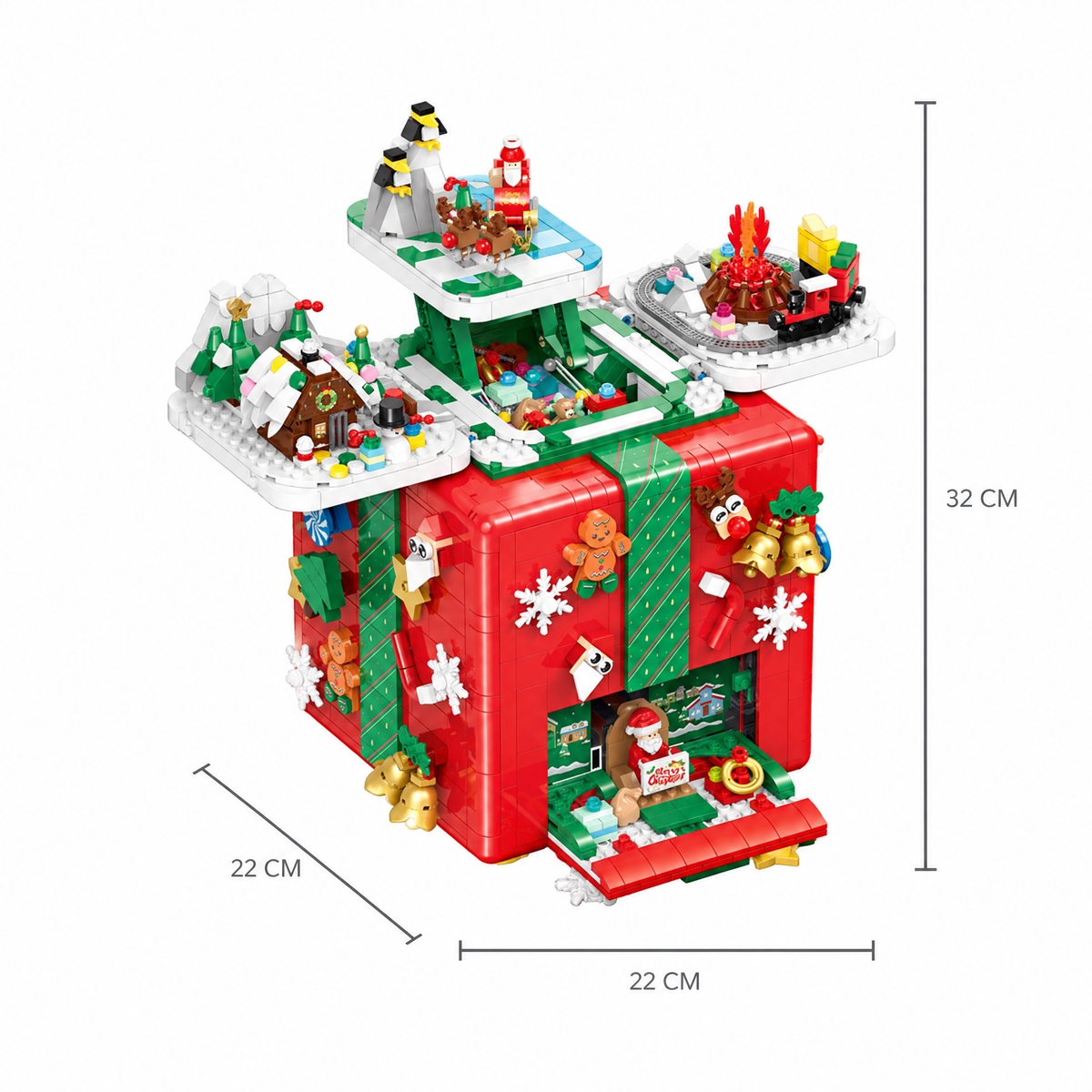 Musical Christmas Gift Box with Lights 2656pcs