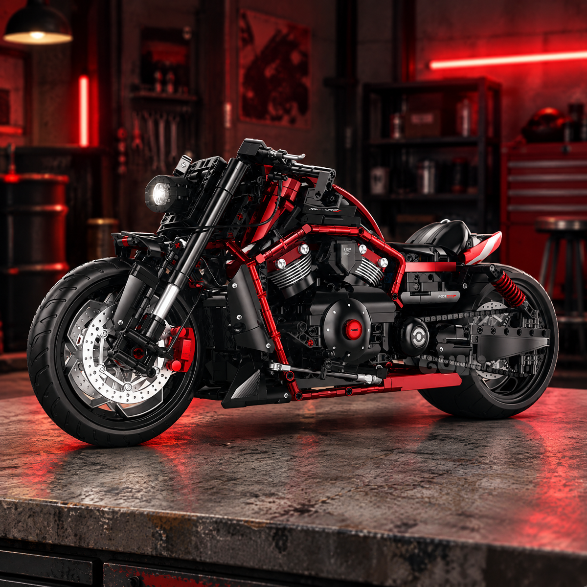 1:5 Drag-Style Muscle Cruiser Motorbike