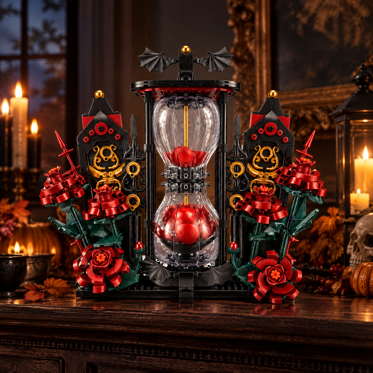 Gothic Rose Hourglass Sculpture