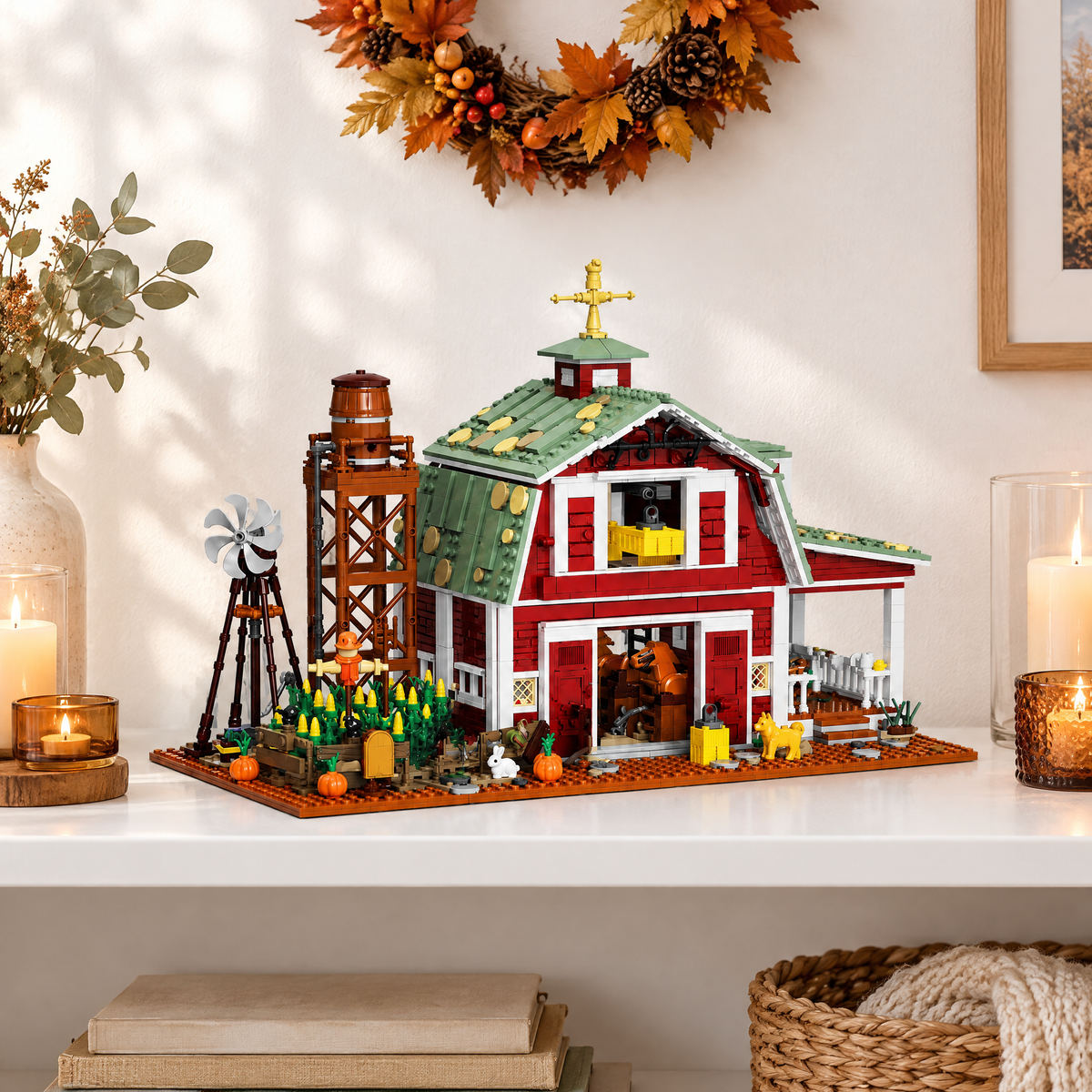 Rustic Red Barn Farm Scene