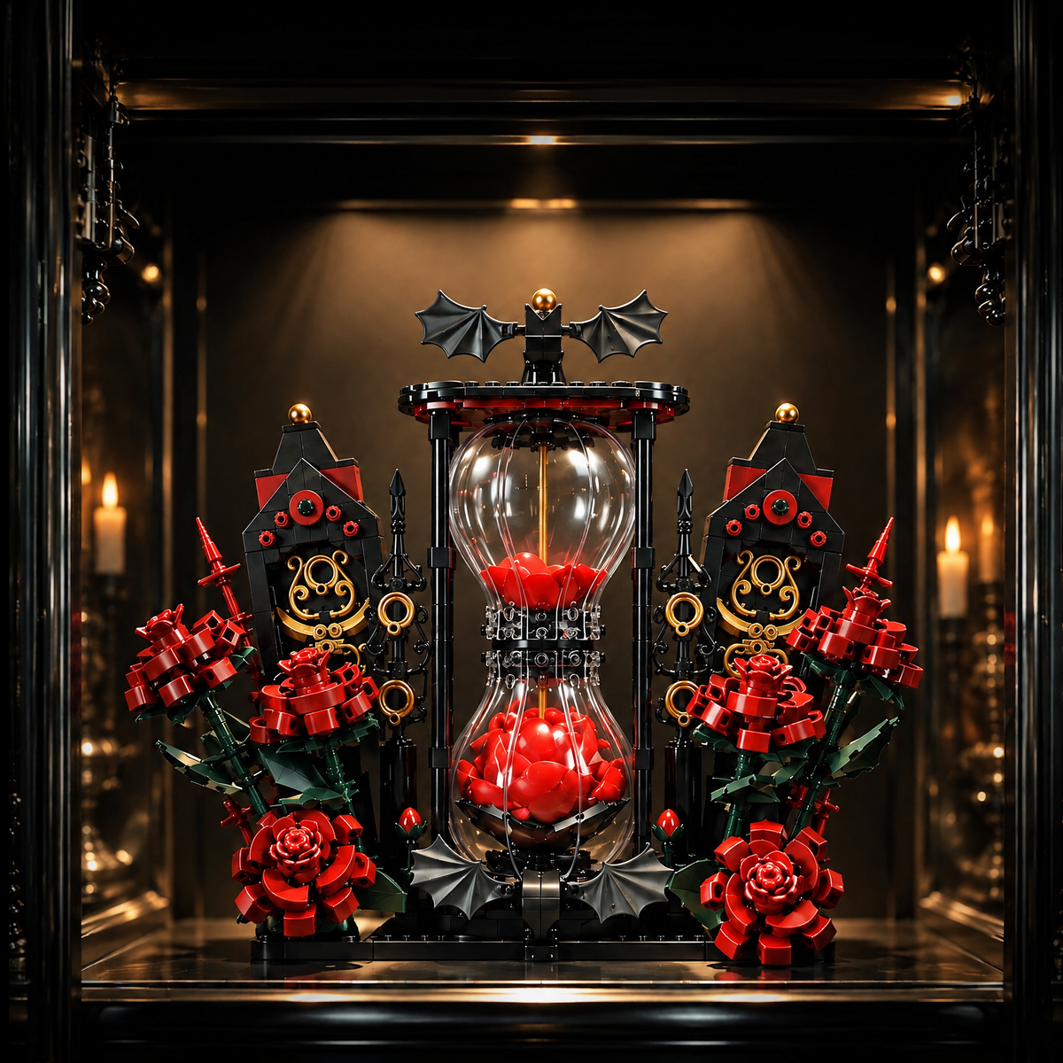 Gothic Rose Hourglass Sculpture