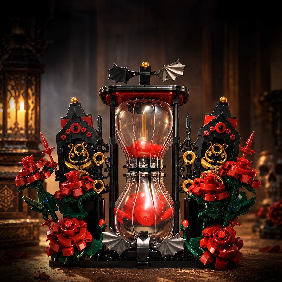 Gothic Rose Hourglass Sculpture