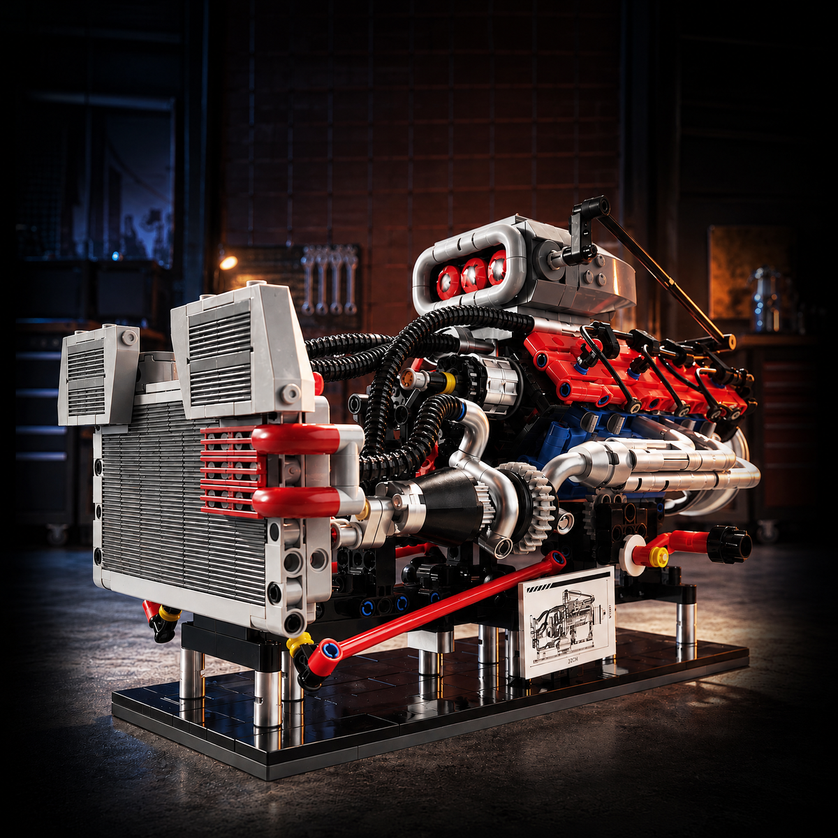 Chrome Supercharged V8 Engine