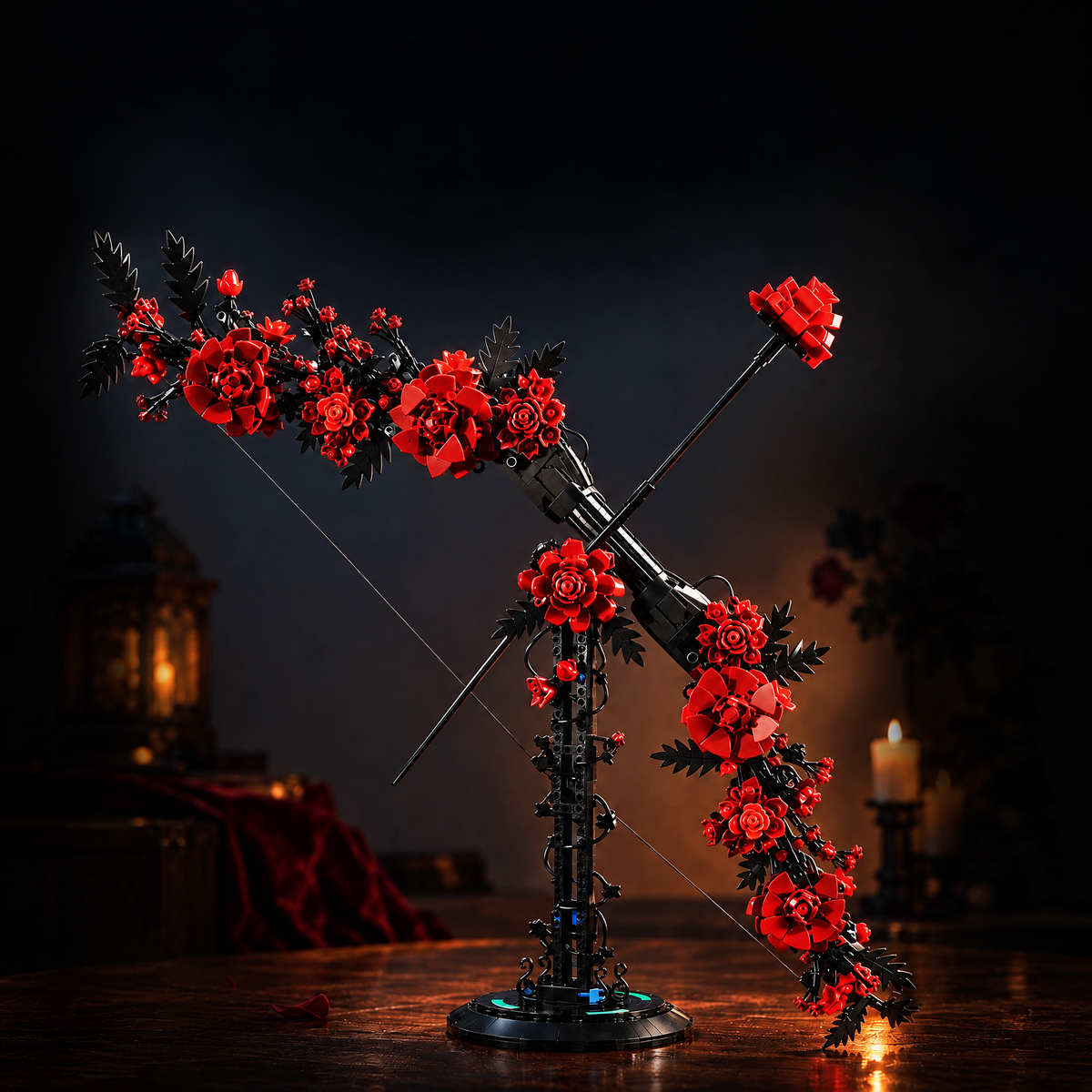 Gothic Thorn Bow with Blooming Rose