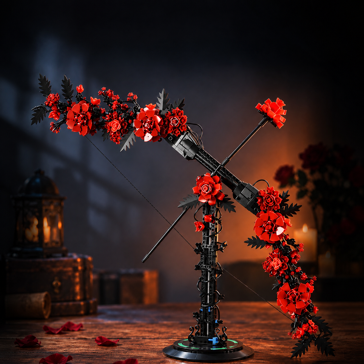 Gothic Thorn Bow with Blooming Rose