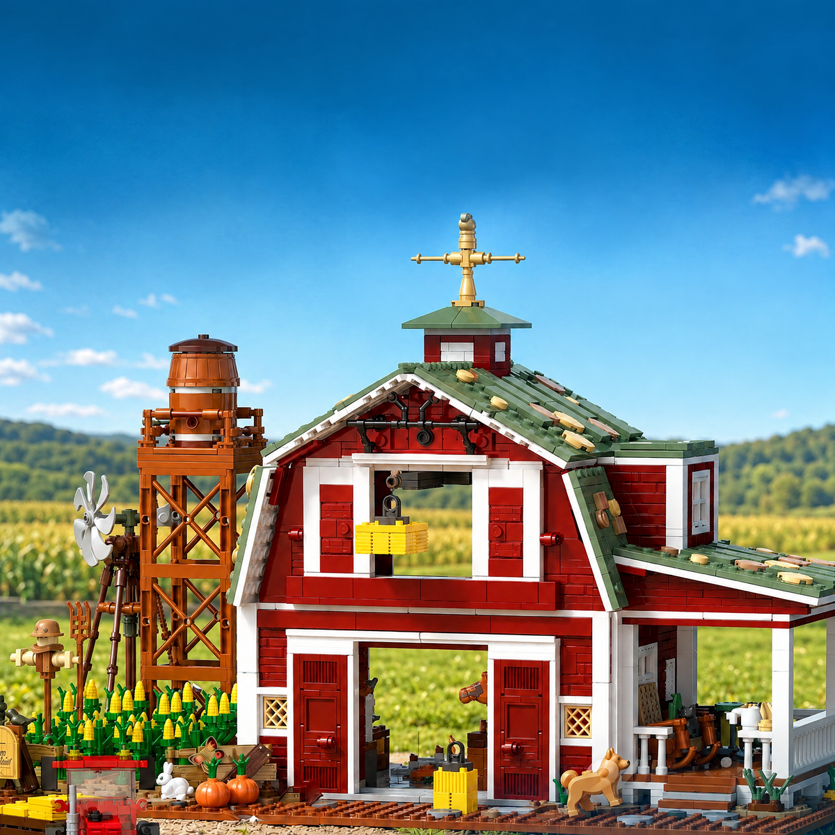 Rustic Red Barn Farm Scene