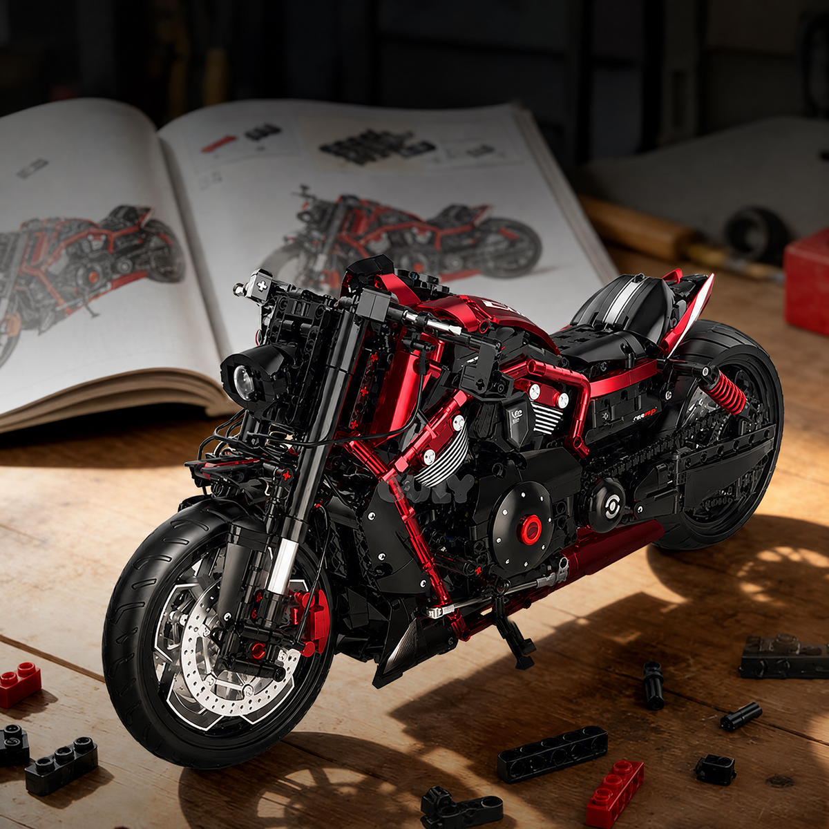 1:5 Drag-Style Muscle Cruiser Motorbike