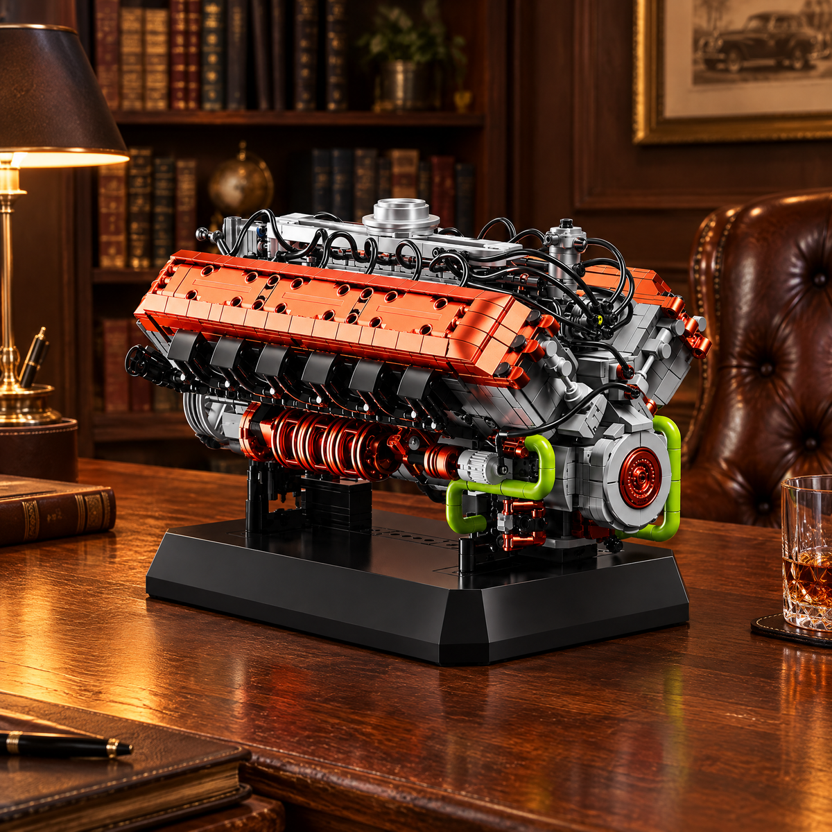WWII Tank V12 Diesel Engine 2416pcs