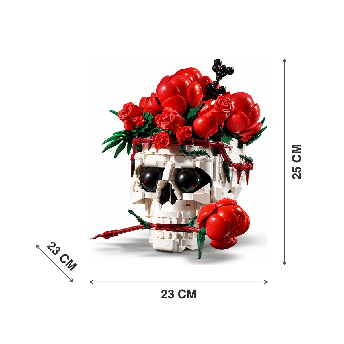 Rose Crowned Skull Sculpture